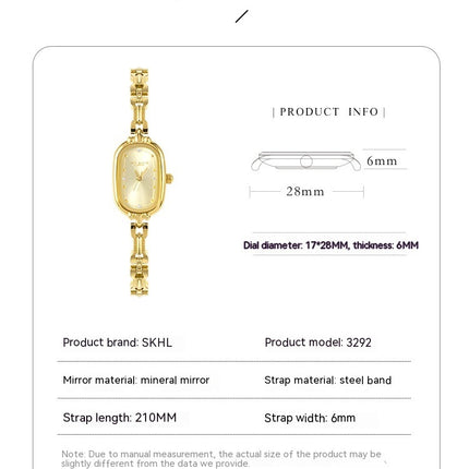 Medieval Small Retro Small Golden Watch Oval Light Luxury Artistic Fashion Quartz