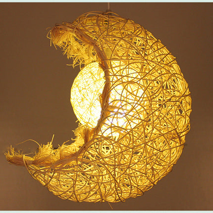 Pastoral Rattan Yestar Moon Chandelier