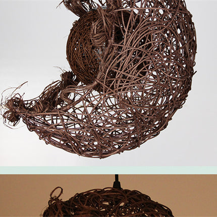 Pastoral Rattan Yestar Moon Chandelier