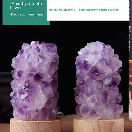 Natural Amethyst Vug Tooth Flower Mini Night Light Usb Plug-in