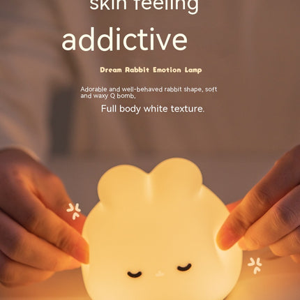 Simple Children Get Up Rabbit Silicone Sleeping USB Charging Night Light
