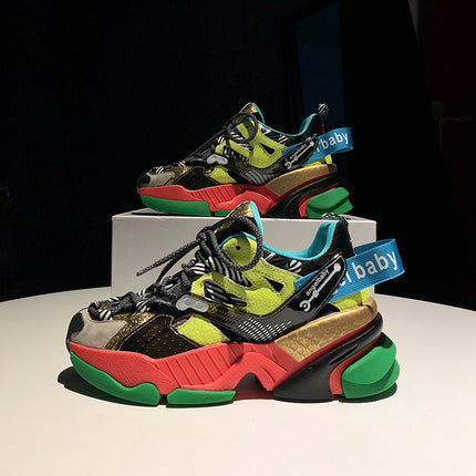 Color block platform sneakers
