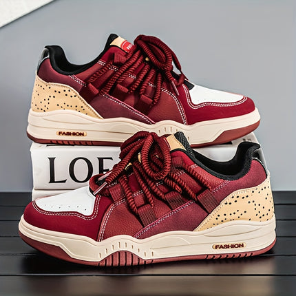 Men'S Low Top Lace Up Sneakers, Comfy Non Slip Durable Shoes with Faux Upper, Fabric Inner, PVC Sole