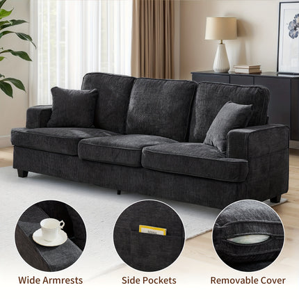 Sofa with Plush Cushions & Removable Washable Cover - Contemporary Sectional Sofa