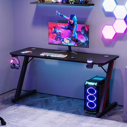 Desk Gaming Computer Gamer Desk Table with Cup Holder And Headphone Holder