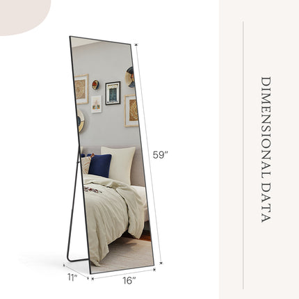 Full Length Mirror with stand, Floor Mirror with Aluminum Alloy Frame,