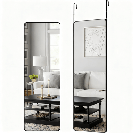 40cm x 120cm Full Length Mirror with Over-The-Door Hanging System - Modern Vertical Rectangular Wall/Door