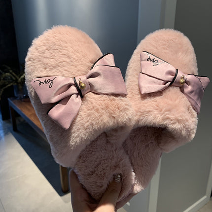 Bowknot cotton slippers