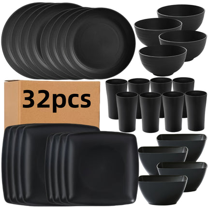 32/16pcs Kitchen Dinnerware Collection, Designed for 8 Or 4 People, Featuring Unbreakable Modern Dishes