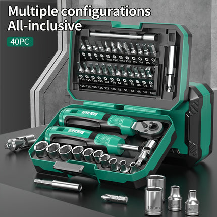 1 Set 40-in-1 Ratchet Wrench and Multi-Function Screwdriver Kit with 24-Tooth Ratchets  Professional