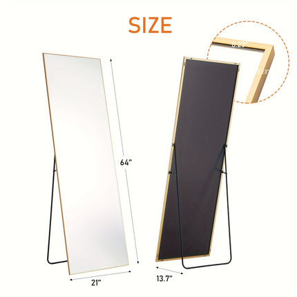Aluminum Alloy Frame Standing Leaning Hanging Full Body Mirror for Wall