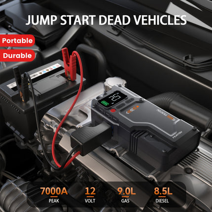 Car Air Compressor Jump Starter with Air Compressor, Battery Jump Starter Portable Peak