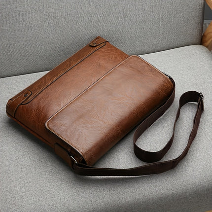 New Style Shoulder Bag, Casual Vintage Horizontal Briefcase, Large Capacity Crossbody Bag,