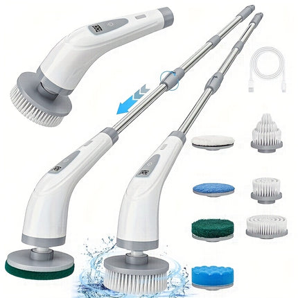 FLZH Electric Spin Scrubber | Dual Adjustable Speeds, Cordless, Portable with 7 Replaceable Brush Heads for Floor, Bathroom, Tub, Tile