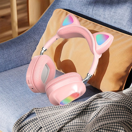 Wireless Headphones Headband Light Up Cat Ears Bass Heavy Wireless Headphones-Multi-color-1pc