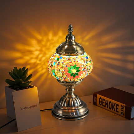 1pc Turkish-Moroccan Mosaic Usb-Powered Table Lamp - Bohemian Stained Glass Nightlight