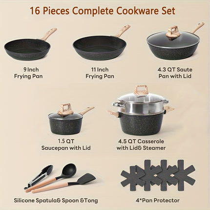 16pcs Pots And Pans Set, Nonstick Cookware Sets