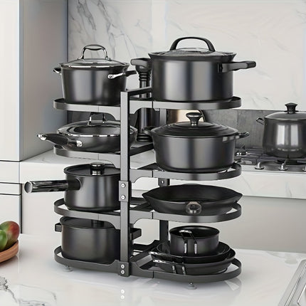 8 Tier Pots and Pans Lid Organizer Rack Holder, Adjustable Pot Organizer Rack for Under Cabinet