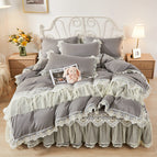 MousseGrey / 150X200cm bed skirt and pillow