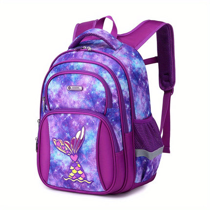 Kids' Backpack, Cute Cartoon Korean Style, Multi-Layer Lightweight Durable, Polyester Lined