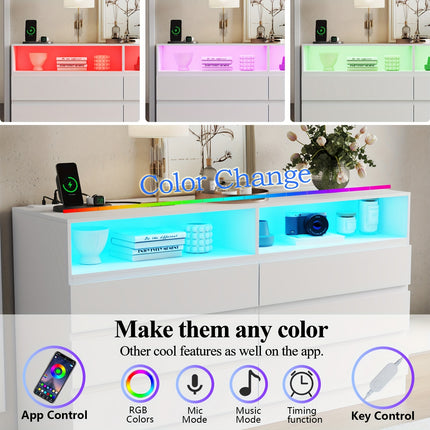Full Length Mirror 48"x16", Storage Cabinet With LED Light, White Cabinet Organizer With Power Outlet,