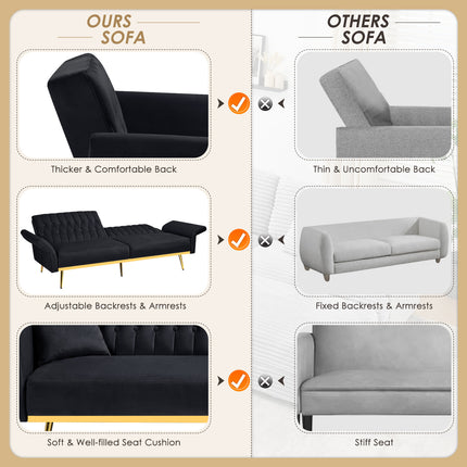 Sofa Bed Featuring Adjustable Arm And Back Rests, a Cozy Futon Loveseat with a Button-Tufted Style,