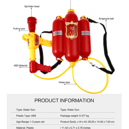 Children's Fire-fighting Plastic Water Gun Toy Pull-out High-pressure Backpack Drifting Creative Jet Water Gun