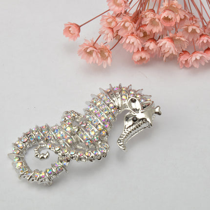 Ocean Series Fashion Diamond Seahorse Brooch