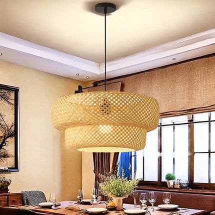 Handwoven Bamboo Pendant Light, 29cm Bamboo Chandelier, 1pc Rattan Pendant Light
