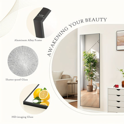 Full Length Mirror, 64"x21" Full Body Floor Rectangle Standing Mirrors with Aluminum