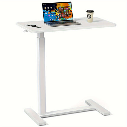 Bed Table Contemporary White Wood, Perfect for Home, Office, and Dorm Use