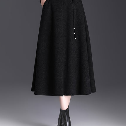 A Thick Midi Skirt for Autumn And Winter, Featuring a High Waist That Is Loose And Flattering