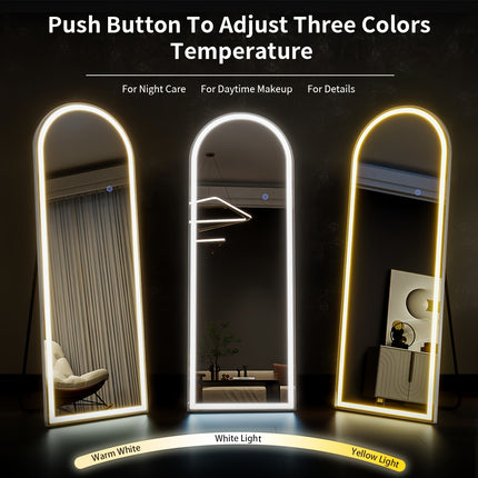 63"x20"Mirror with Lights, LED Mirror Full Length, Lighted Floor Mirror with Stand, Full Body