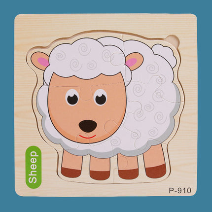 Animal Cartoon 16-piece Wooden Puzzle