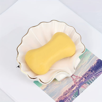 1pc Ceramic Shell Soap Dish for Bathroom Sink, Perfect for Christmas And Holiday Gifts.