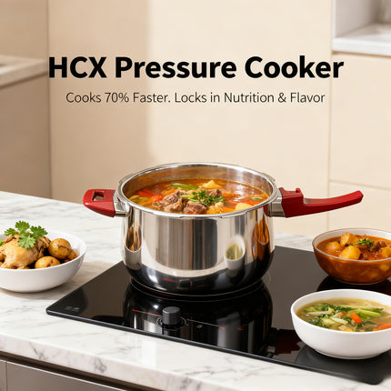 24cm 7L Multi-Functional Food Grade Stainless Steel Pressure Cooker with, 100 PSI Bottom