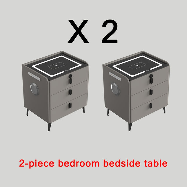 1pc/2pcs Modern Minimalist High-end Smart Solid Wood Tempered Glass Bedside Table Set