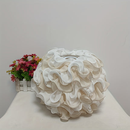 Modern Spherical Fabric Shade with Wavy Design  Soft Pink & White Textured Lighting Fixture
