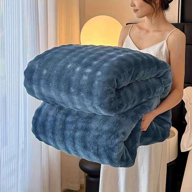 Rabbit Fur Flannel Throw Blanket, Thickened Flannel Casual Cover, Suitable for Bedroom