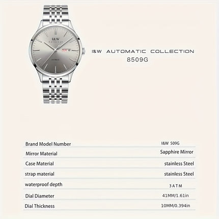 Luxury Automatic Self-Winding Mechanical Watch, Ultra-Thin Men's Waterproof Timepiece