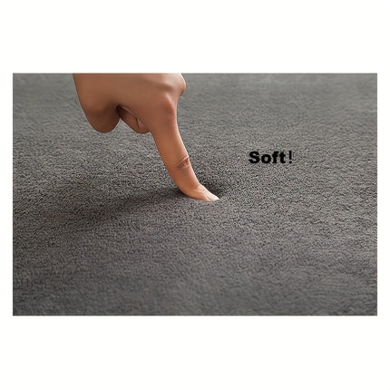 Gray Large Living Room Mat 1pc Coral Velvet Short Pile Soft Minimalist Bedroom Mat Kitchen Mat