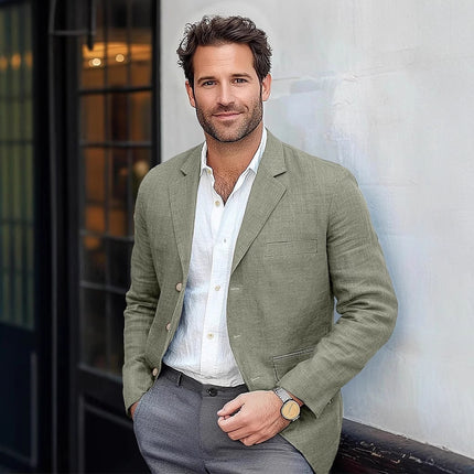 Men's Jacket Casual Cotton And Linen Suit