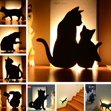 LED Animal Dog Cat Shape Night Light Sensor Control Smart Sound Wall Lamp Home Corridor Balcony Night Lamp Baby Kids Sleep Lamps