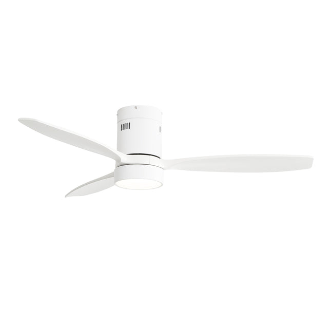 52 Inch Flush Mount Solid Wood Ceiling Fan With 6 Speed Remote Control Reversible DC Motor For Home