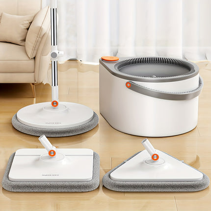 Spin Mop  and Bucket System, Includes Three Types Mop Heads, Dual Compartment Mop Bucket