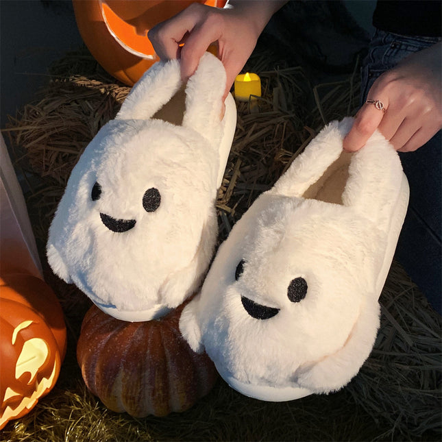 Couple Halloween Cute Little Ghost All-inclusive Cotton Slippers