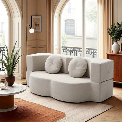 Sofa Bed with Pillow - Portable Space-Saving Convertible Floor Sofa & Mattress Recliner Suitable