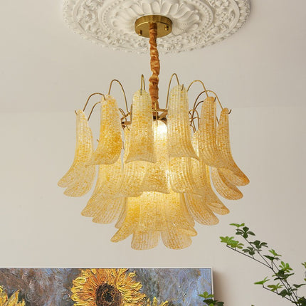 Crystal Shell Chandelier Retro Color Bedroom Glass Lamp