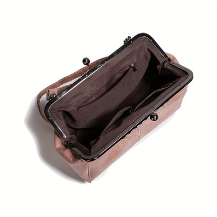 Women'S Geometric Striped Faux Leather Crossbody Bag with Removable Strap, Kiss Lock Closure