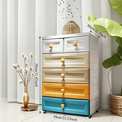 Modern 5-Tier Stackable Storage Cabinet with Large & Small Drawers - Heavy-Duty Plastic Construction